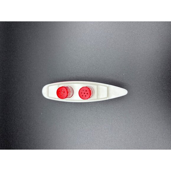 Vintage Ship Salt & Pepper Shaker Set Red/White Plastic Smokestacks - Picture 3 of 5